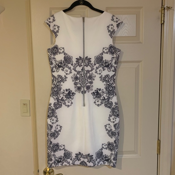 Jax White/Black Print Sleeveless Dress sz 8 - Picture 4 of 7